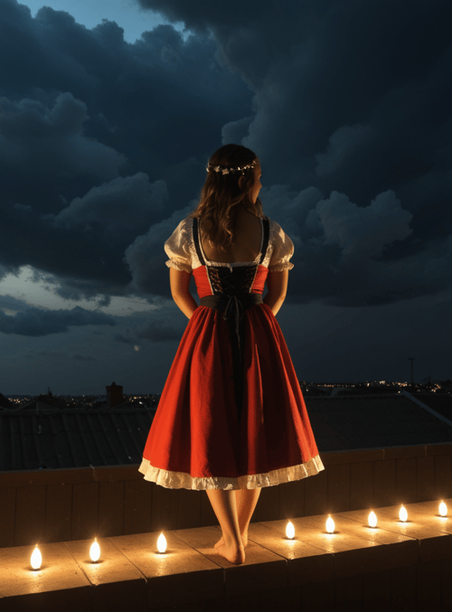 woman, dress, candle