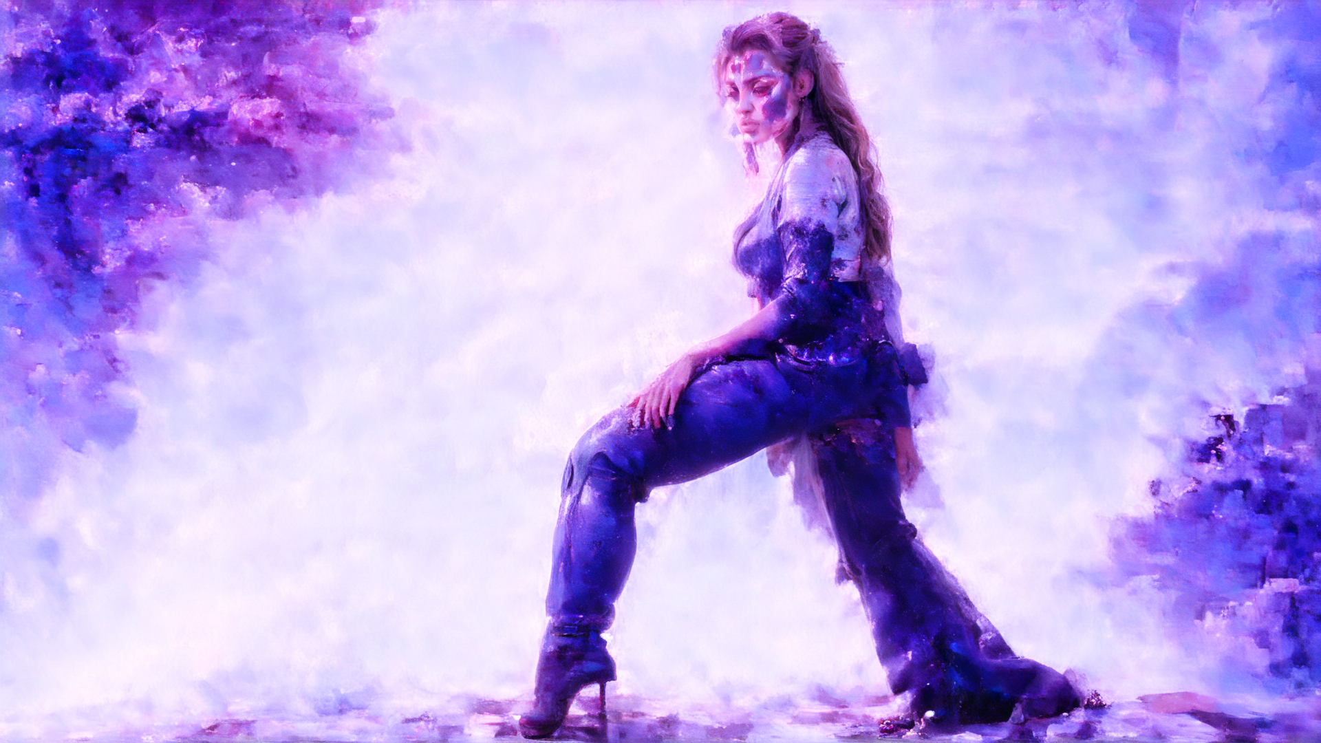 AI generated wallpaper featuring woman, artist, painting, figure