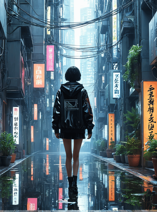 person, alley, plants