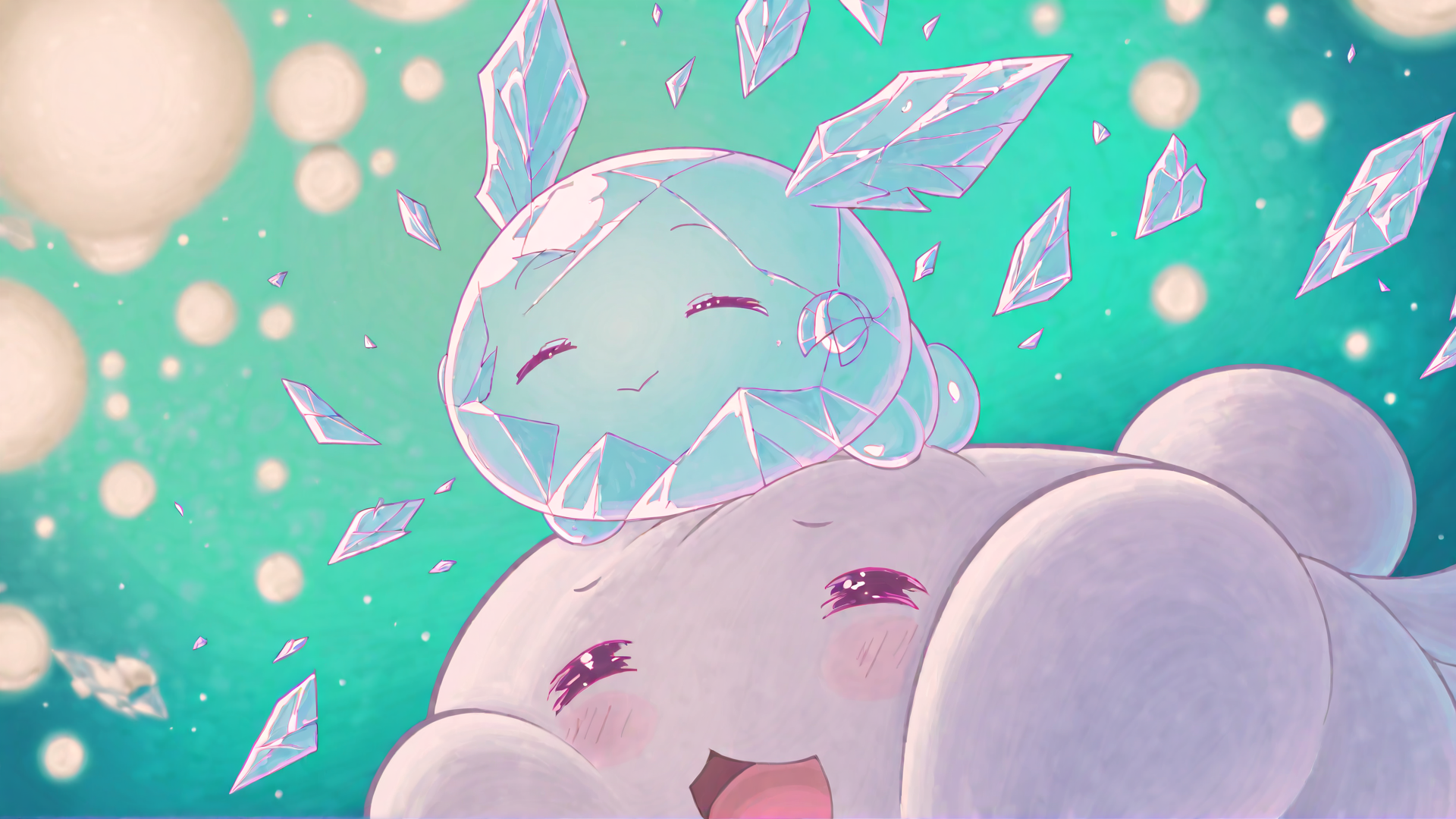 AI generated wallpaper featuring bear, crystal, character