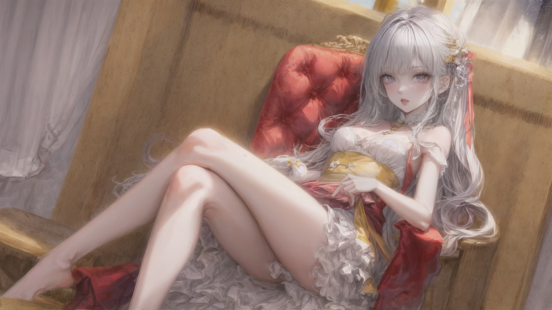 AI generated wallpaper featuring girl, anime, dress