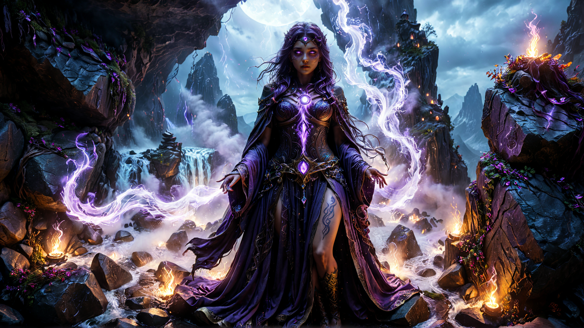 AI generated wallpaper featuring witch, queen, magic