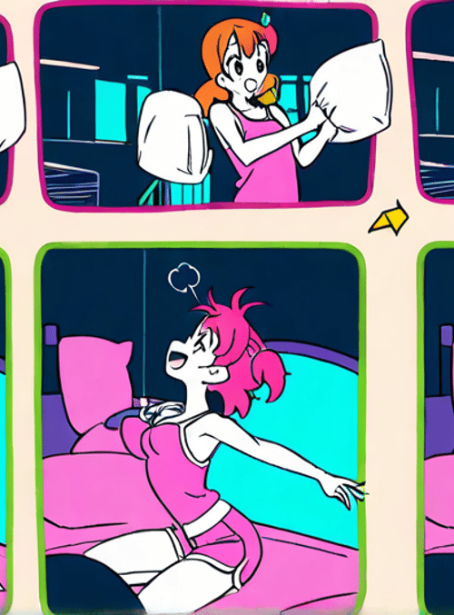 girls, pillow, bed