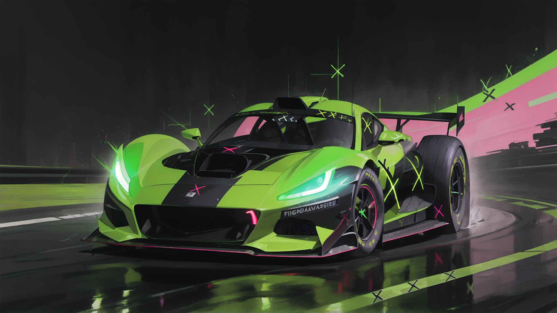 AI generated wallpaper featuring race car, sports car, supercar, hypercar