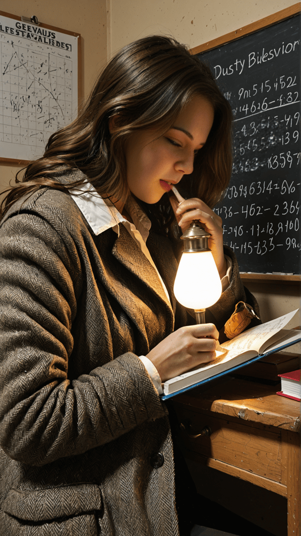 AI generated wallpaper featuring woman, student, desk