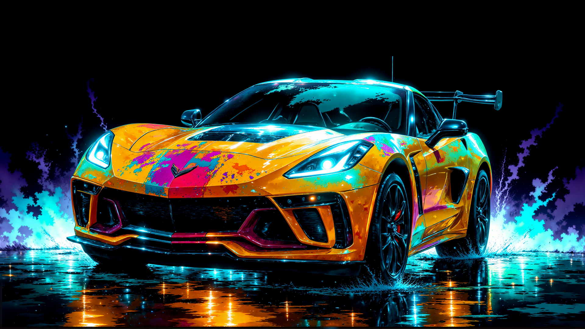 AI generated wallpaper featuring sports car, race car, supercar