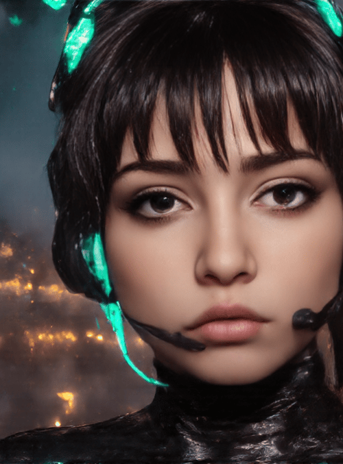 cyborg, woman, city