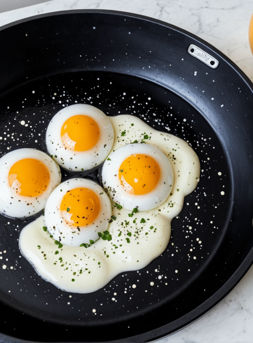 eggs, pan, cup