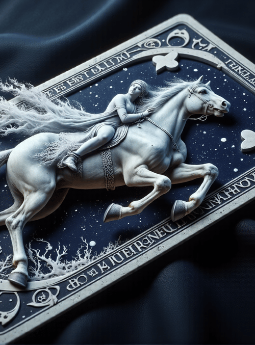 horse, card, woman