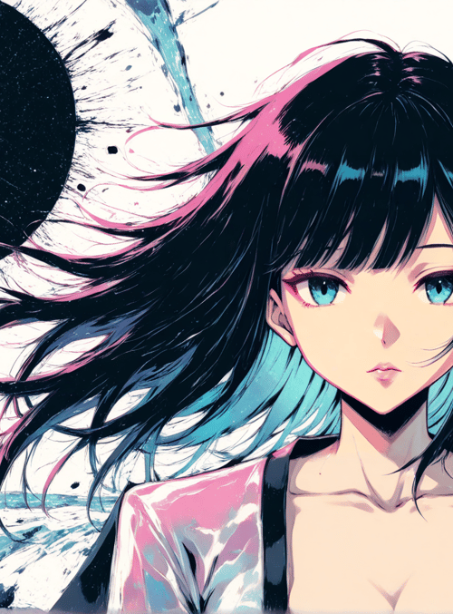 anime girl, hair, eyes, dress, circle, dots, background, sailor, blush, necklace