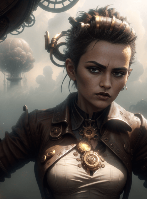 woman, steampunk, clock tower
