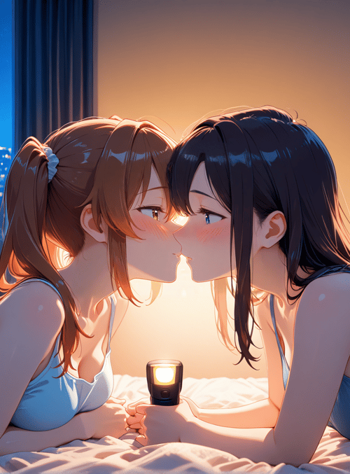 girls, bedroom, city