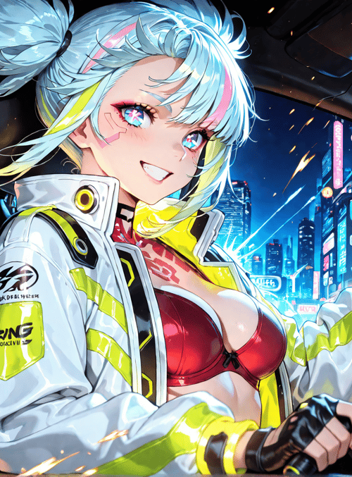 anime girl, racer, car