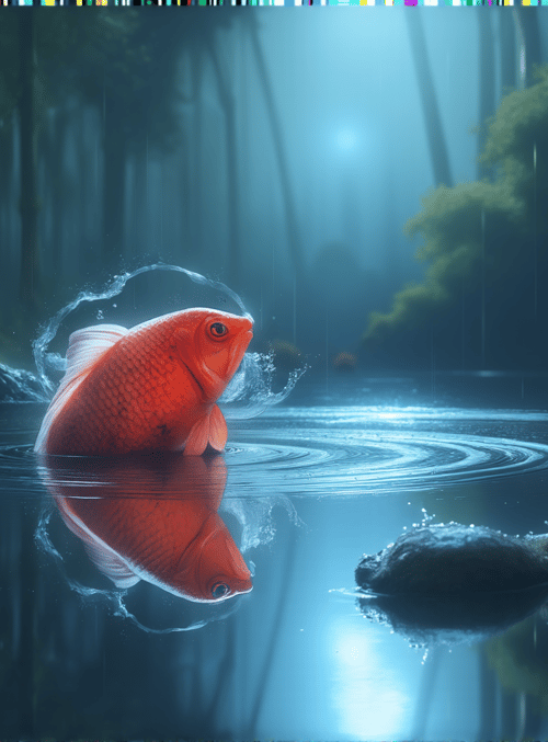 goldfish, forest, river, tree, moss, candle, water, rain