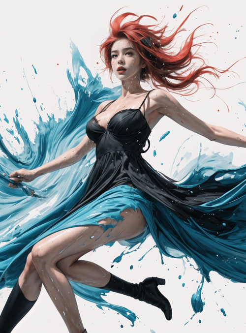 woman, paint, water