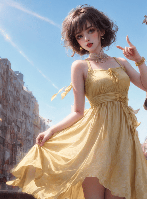 woman, dress, street