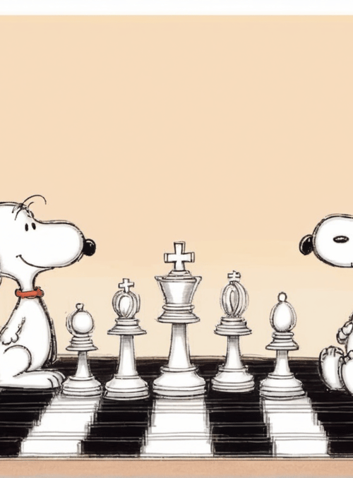 snoopy, chess, friends