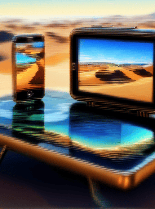 phone, tablet, desert