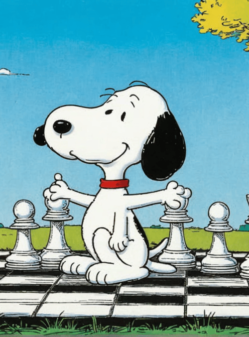 snoopy, chess, dog