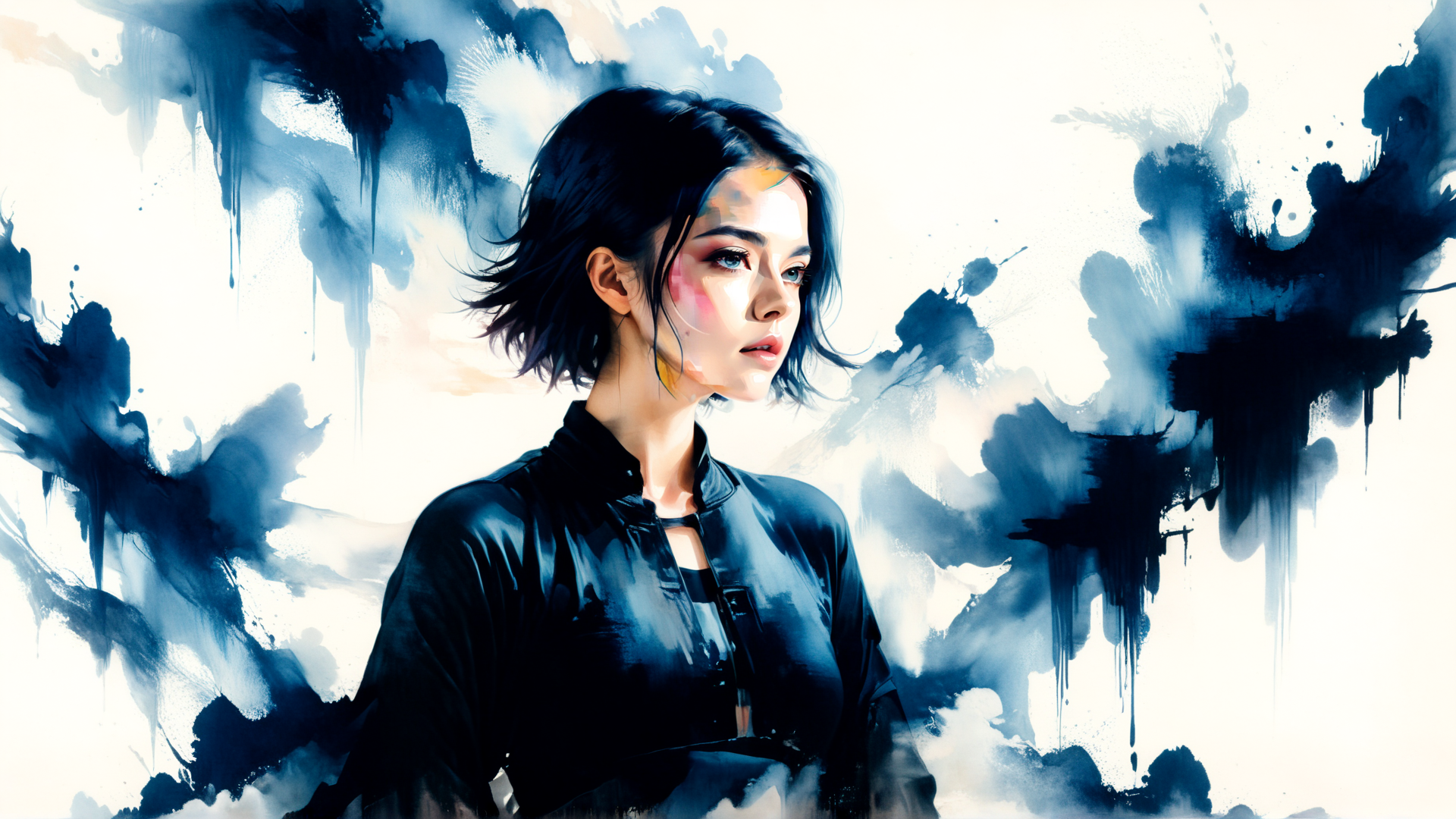 AI generated wallpaper featuring woman, portrait