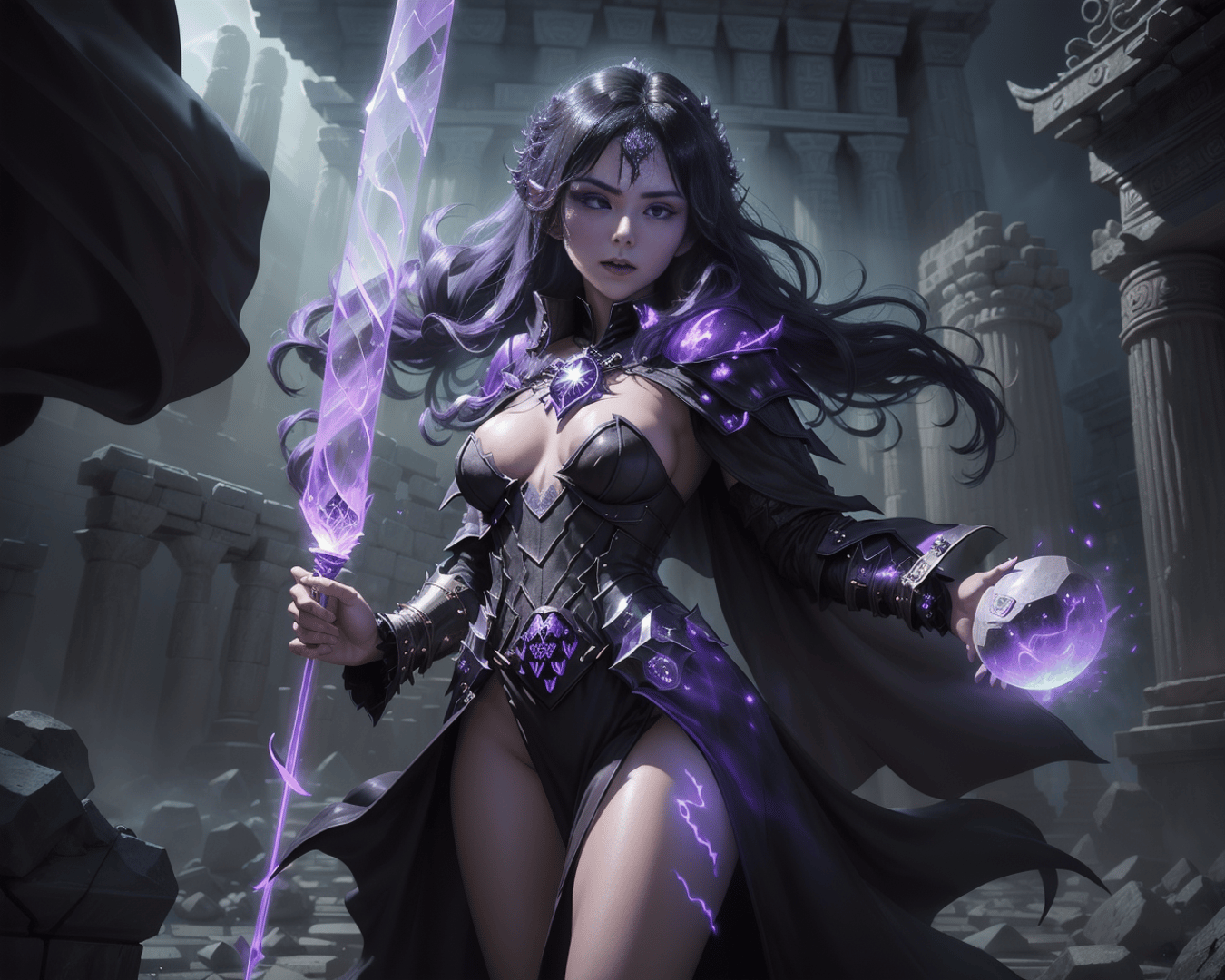 AI generated wallpaper featuring warrior, mage, sorceress