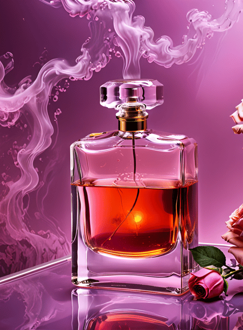 perfume, roses, smoke