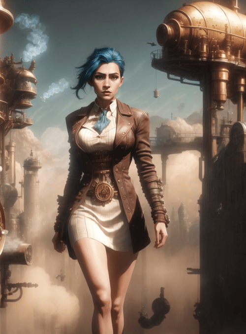 woman, steampunk, industrial