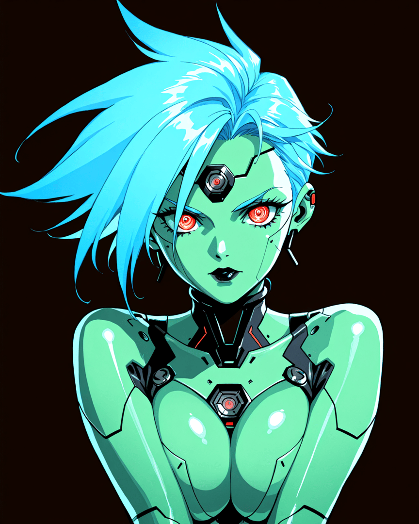 AI generated wallpaper featuring cyborg, female, robot, anime, character, digital