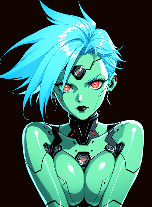 cyborg, female, robot, anime, character, digital