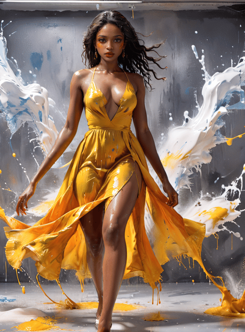 woman, paint, dress