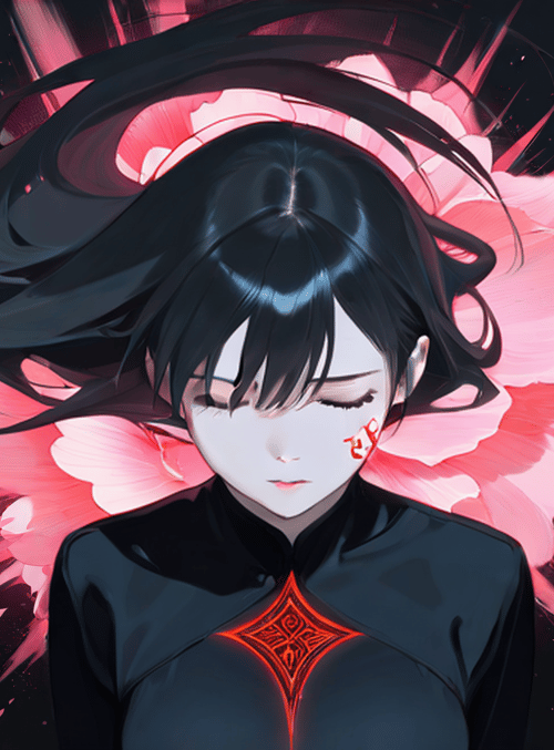 girl, flower, dragon
