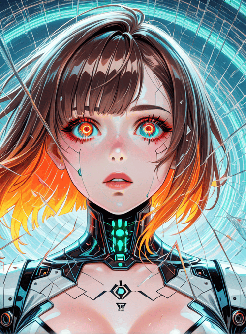 cybernetic, girl, robot, anime, character