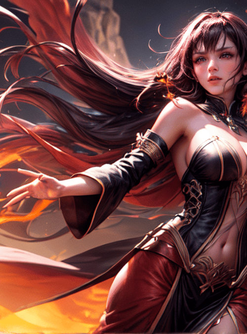 woman, fire, fantasy