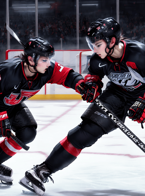 hockey, players, ice, skates, helmet, jersey, stick, gloves, puck, rival