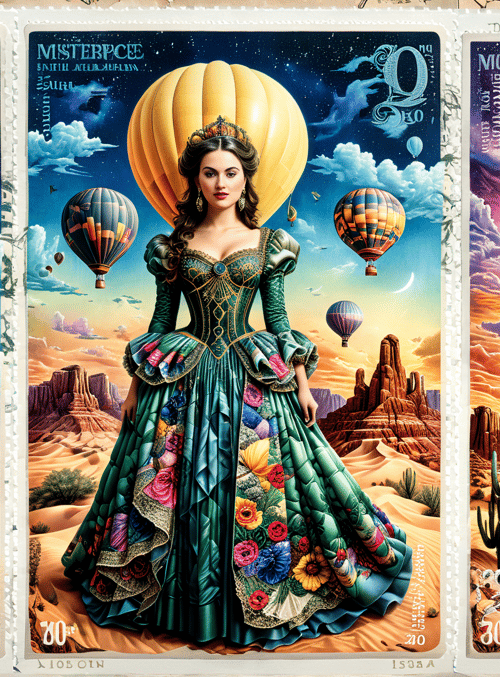 hot air balloon, queen, desert