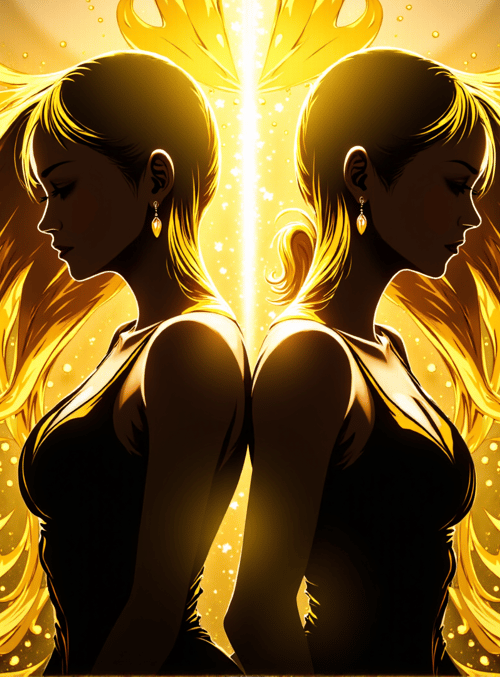 woman, silhouette, dual, elegance