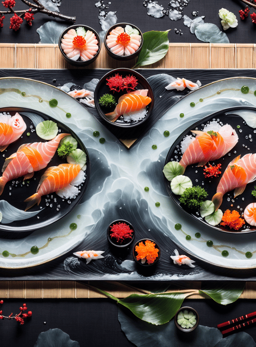 sushi, sashimi, platter