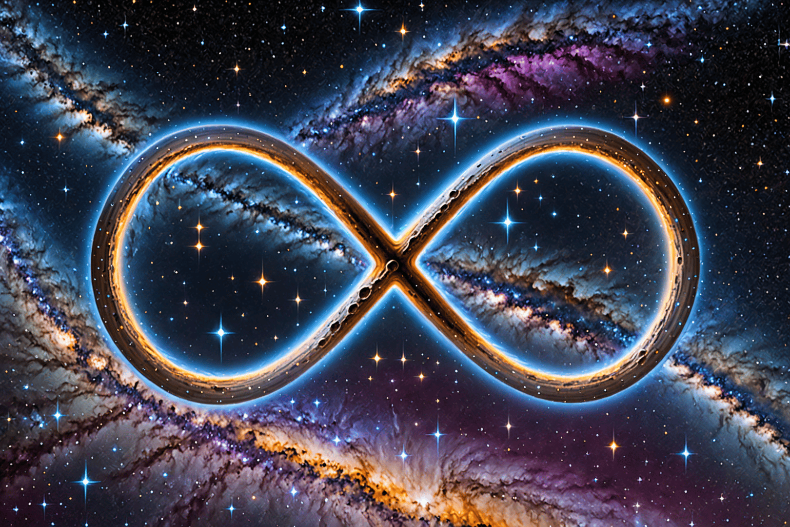 AI generated wallpaper featuring infinity symbol, galaxy, stars