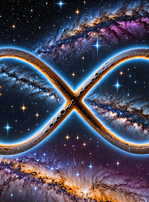 infinity symbol, galaxy, stars