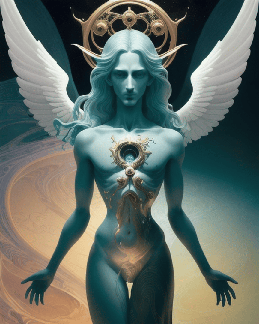 AI generated wallpaper featuring angel, deity, woman