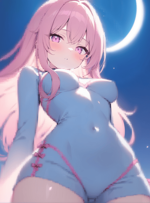 anime girl, cherry blossoms, moon
