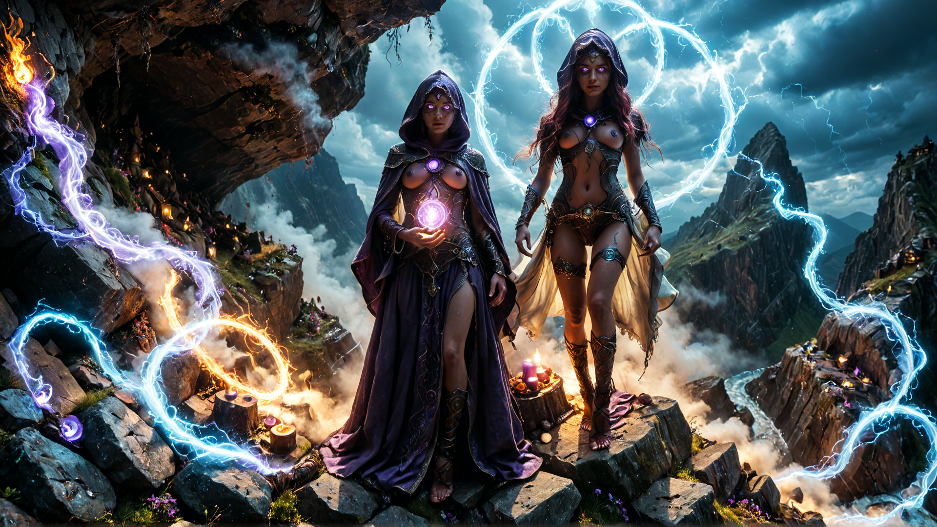 AI generated wallpaper featuring witch, sorceress, mage