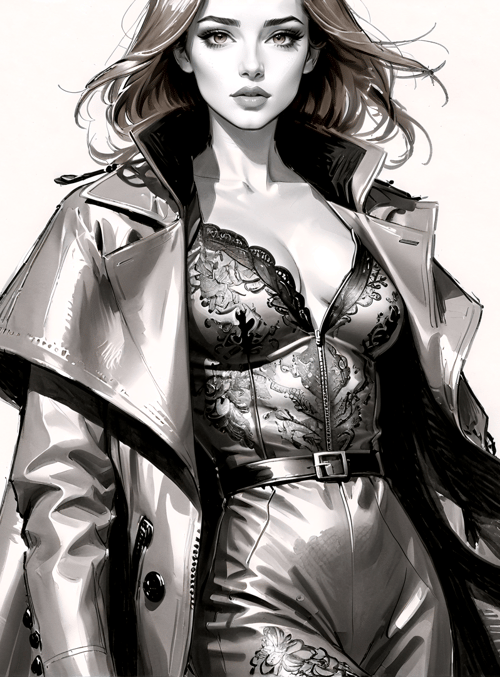 woman, coat, dress, bra, hair