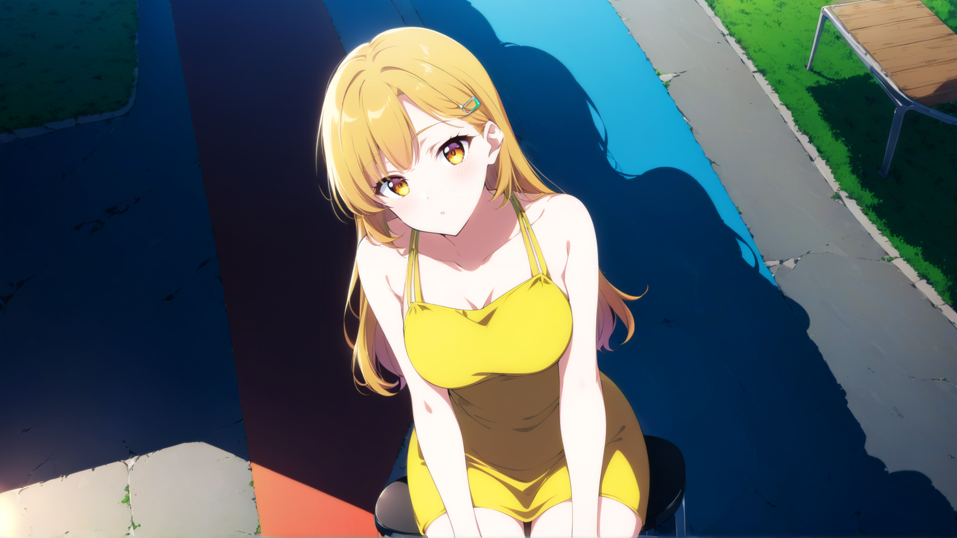 AI generated wallpaper featuring girl, anime, swimsuit