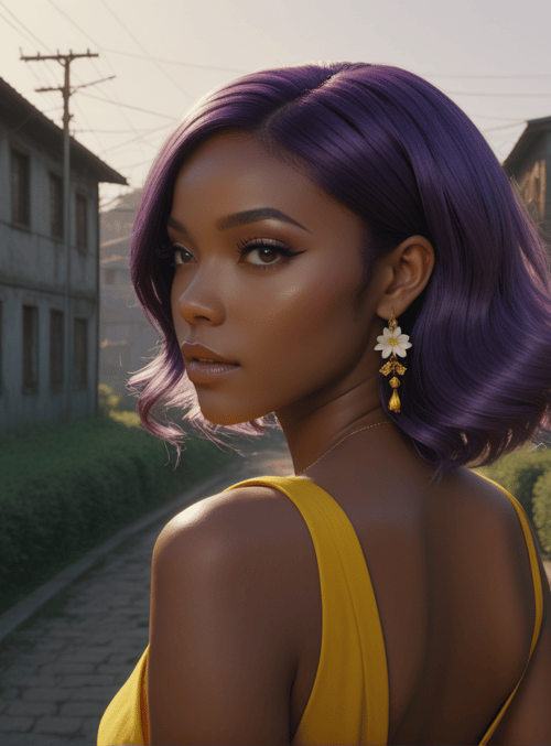 woman, hair, earrings, building, street