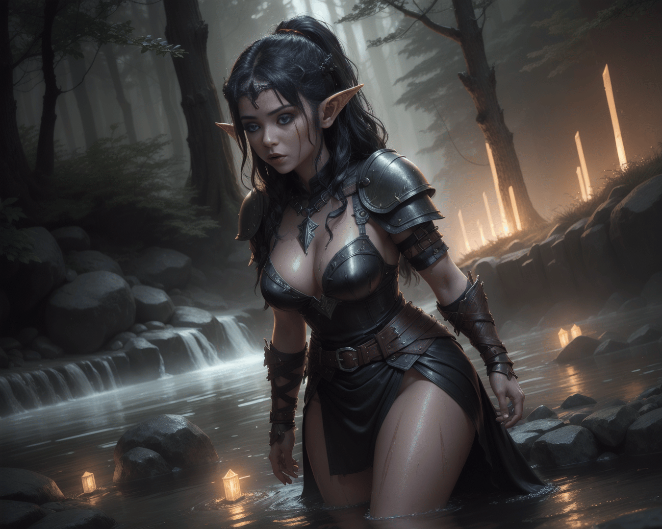 AI generated wallpaper featuring elf, warrior, fantasy