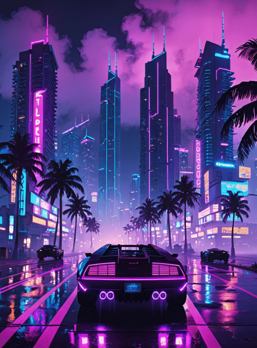 cars, city, palm trees