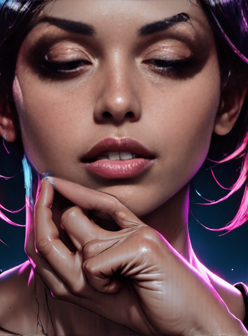 woman, neon, hair
