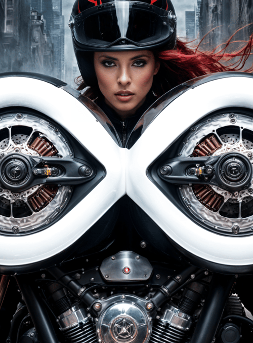 motorcycle, woman, helmet