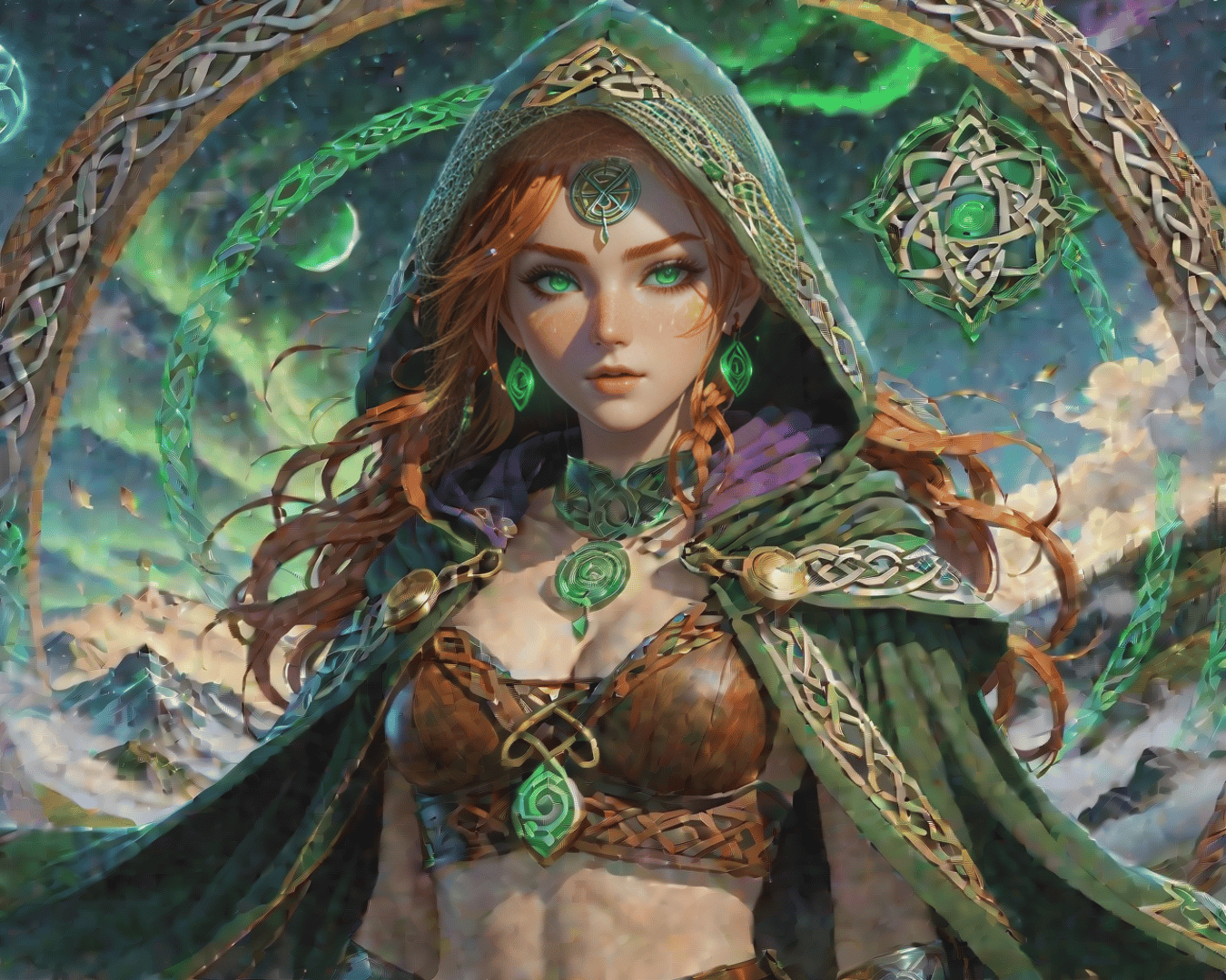 AI generated wallpaper featuring nymph, witch, goddess